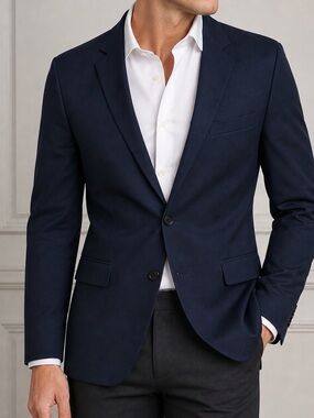Express Slim Fit Blazer Navy 38S Wool Blend